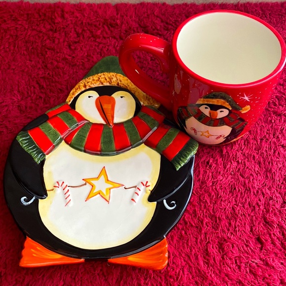 “Christmas Penguin Set of Plate & Mug” - Picture 3 of 11